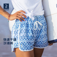 迪卡侬沙滩裤女可下水短裤冲浪裤沙滩游泳短裤速干防走光三分OVOE 黑色 XXS