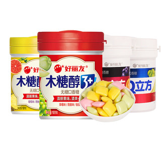 好丽友 木糖醇3+缤果Q立方口香糖清新口味 草莓/青提/香瓜101g*2瓶