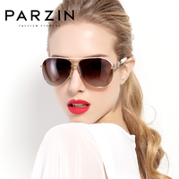 PARZIN 帕森 偏光太阳镜女士大框优雅时尚眼镜圆脸驾驶潮墨镜防紫外线9613