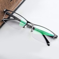 创果 日本原材钛架眼镜框架 方形商务 近视眼镜框架 男女通用 钛架290黑色-半框,通用码