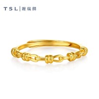 TSL 谢瑞麟 黄金戒指绳结设计5G工艺足金指环素金活口女士新品XK623