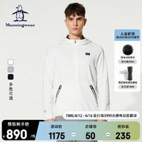 Munsingwear 万星威 高尔夫服装男士外套22秋季全新男装连帽外套户外运动弹力夹克休闲风衣 白色 M