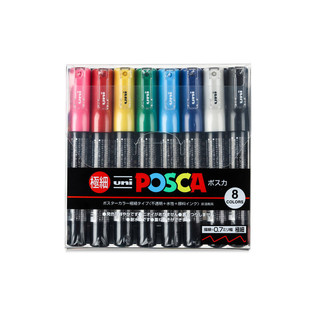 uni 三菱铅笔 POSCA系列 PC-1M 单头水性马克笔 12色