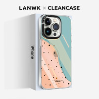 LANWK苹果14promax手机壳新款透明抗菌镭射ins风硬壳硅胶 奶油斑点-绿 iPhone14 Plus
