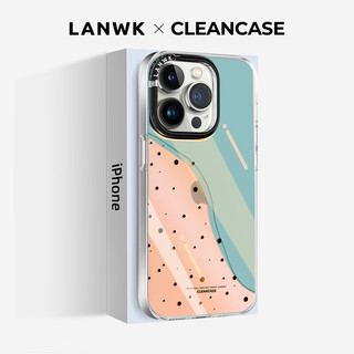 LANWK苹果14promax手机壳新款透明抗菌镭射ins风硬壳硅胶 奶油斑点-绿 iPhone14 Plus