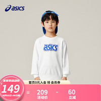 asics亚瑟士童装春夏新品男女儿童中大童圆领印花休闲卫衣LOGO款 00白色 110cm