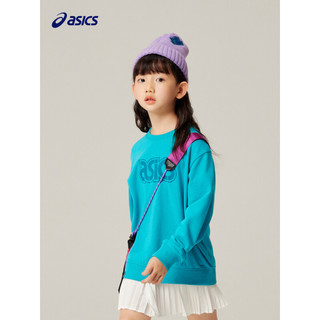 ASICS 亚瑟士 童装春夏新品男女儿童中大童圆领印花休闲卫衣LOGO款 300绿色 120cm