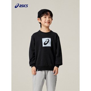 ASICS 亚瑟士 童装春夏新品男女儿童中大童圆领印花休闲卫衣LOGO款 001黑色 130cm