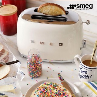 Smeg 斯麦格 面包机营养早餐 家用多功能多士炉 厨房复古 烤三明治烘焙面包片吐司机 TSF01 新年礼物 奶白色