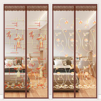 防蚊门帘魔术贴夏季磁性纱门窗家用隔断帘自吸蚊帐免打孔2023新款 宽100*高200 冰丝火烈鸟