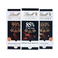 Lindt 瑞士莲 特醇排装黑巧克力健身零食100g