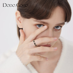 DODOGOGO 黑色编织皮绳戒指对戒小众设计感高级时尚气质素圈耳扣