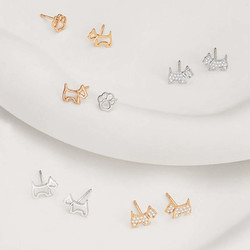 AGATHA 瑷嘉莎臻我镂空系列纯银小狗时尚高级感耳环设计女可爱