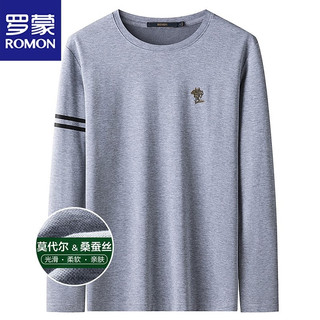 ROMON 罗蒙 男士圆领长袖T恤 LM14LP855 灰色 M