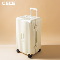 CECE 加厚结实行李箱女PC铝框拉杆箱密码箱28英寸旅行箱万向轮男学生 白色 26英寸-出行黄金尺寸