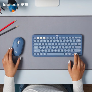 logitech 罗技 蓝牙键盘K380多设备切换笔记本平板IPAD电脑适用时尚超薄静音巧克力按键 品月蓝-for Mac