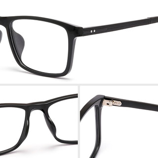 镜宴 近视光学眼镜男女商务时尚多款可选镜框 网上配镜 TR-全框-黑色-1021BK 镜框+ 膜岩1.60依视路非球面现片