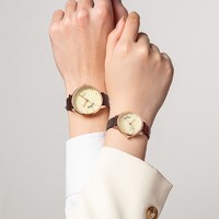 JULIUS 聚利时手表女简约气质2023年新款复古皮带手表日历石英情侣小圆表