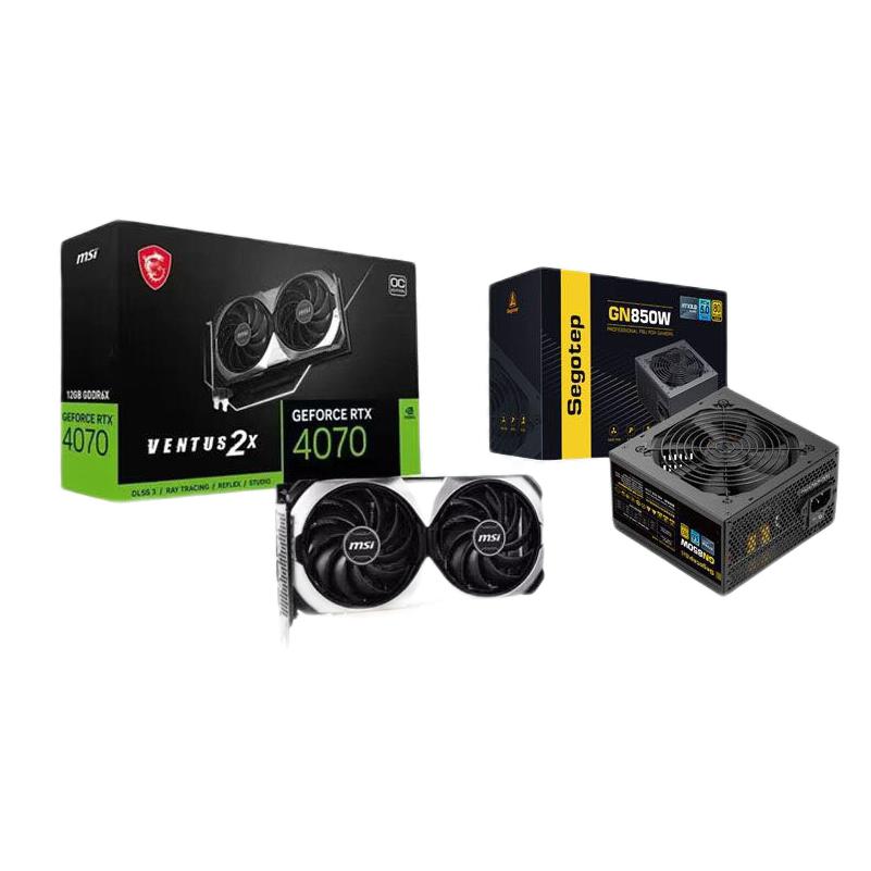 微星显卡_MSI 微星RTX 4070 VENTUS 2X 12G OC 独立显卡+鑫谷GN850W