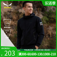 SALEWA 沙乐华 开衫卫衣男士2021春秋新款运动休闲服户外连帽外套（M、黑色-男款）