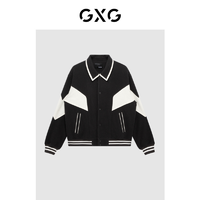 抖音超值购：GXG 男装黑白休闲撞色拼接翻领夹克外套时尚潮流拼色 #10D1211293H