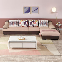 73018 皮布沙发 单人位+三人位+反向转 荷塘月色