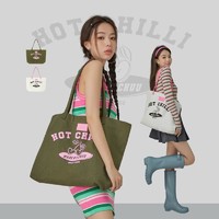 抖音超值购：chuu 时尚便携薄款字母印花帆布包女式2022四季新品托特包休闲包