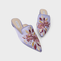 CHARLES & KEITH CK1-70900282-LILAC 女士刺绣花卉尖头穆勒鞋