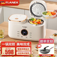 电魔术 FLANEK 德国双胆一体电饭煲家用电饭锅4L智能小型迷你多功能煮粥煲汤可预约2-6人