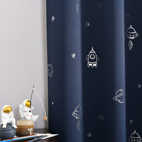 JINCHAN 金蝉 高精密全遮光窗帘 星际迷航-蓝色 1.3米宽*1.5米高