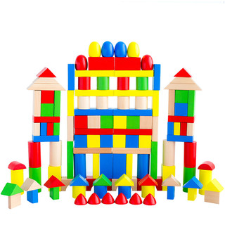 木马智慧 创意木制桶装积木拼插拼装儿童智力早教宝宝玩具 六一儿童节日礼物 120块积木桶