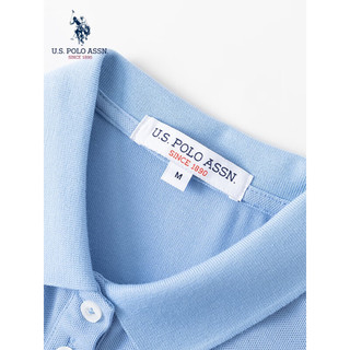 U.S. POLO ASSN.US保罗polo裙女夏季新款纯色时尚宽松简约POLO领连身裙女装 天蓝色 S 155/80A