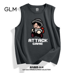 GLM 森马集团品牌GLM像素风背心男夏季美式hiphop潮牌学生坎肩汗衫潮