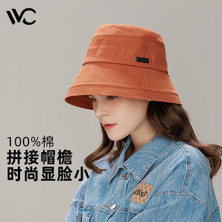 VVC 遮阳帽女渔夫帽UPF50 男女太阳帽防紫外线防晒帽子 焦糖红