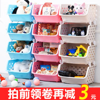 嘉跃 小推车置物架儿童玩具收纳架书架一体落地多层可移动架子整理架箱