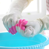 品桂 洗碗手套女防水橡胶厨房刷碗洗衣服胶皮清洁手套家务手套