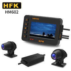HFK HM701摩托车行车记录仪夜视高清摄像机防水 HM602防抖前后双镜头 HM602