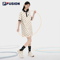 FILA 斐乐 FUSION斐乐潮牌女子连衣裙2023夏新款时尚宽松POLO领连身裙