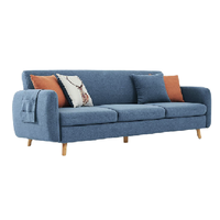 LINSY 林氏家居 1012 布艺沙发 三人位 孔雀蓝