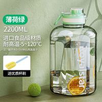 荣事达（Royalstar）大容量水杯男女运动水壶夏季健身水桶吨桶吨杯子吨吨桶 2200ML-薄荷绿