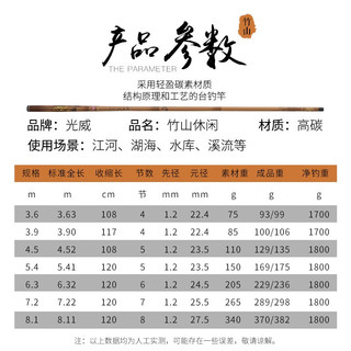 GW 光威 竹山休闲  台钓竿  28调  4.5米+竿稍