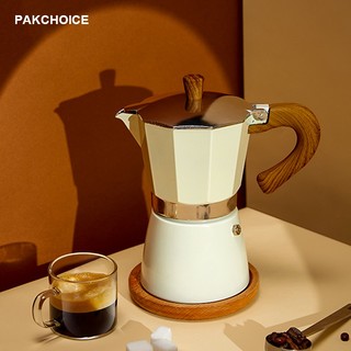 PAKCHOICE 摩卡壶煮咖啡壶家用意式浓缩咖啡机 白色3杯份+滤纸