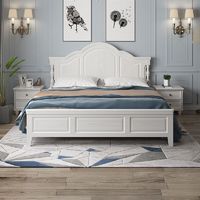 青岛一木 美式实木双人床进口橡木欧式简约白色公主架子床卧室家具