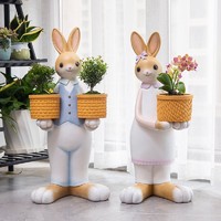 RLOPAY 创意个性时尚家用室内植物盆栽阳台园艺花器可爱兔子花盆落地摆件