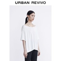 URBAN REVIVO UR女装时尚休闲挖空链条宽松短袖T恤WG19R4MS2000