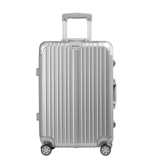 NAUTICA行李箱男大容量出行旅行箱万向轮铝框拉杆箱女学生密码箱登机箱子 银色铝框款 26英寸