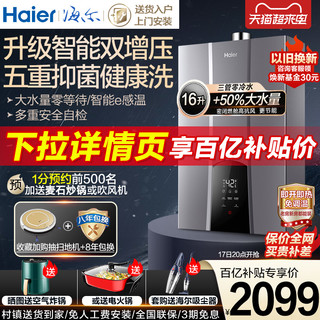 Haier 海尔 热水器三管零冷水燃气款16升家用天然气双增压带回水循环WN3S