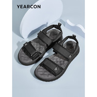 YEARCON 意尔康 男鞋运动休闲凉鞋透气舒适平底沙滩鞋97791W 黑色 38