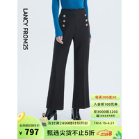 朗姿 法式高腰显瘦阔腿长款高级感职业裤子女士冬季新款西装裤 黑色 XL