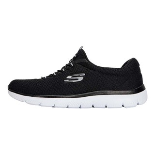 SKECHERS 斯凯奇 健步鞋女鞋缓震运动鞋橡筋一脚穿休闲鞋12980-BKW